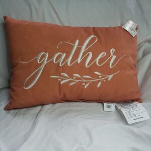 Harvest Pillow "Gather" Throw Pillow Orange 11x18 NEW